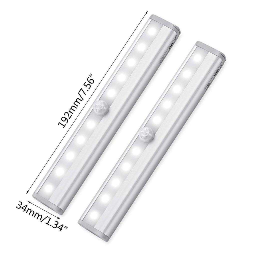 Motion Sensor LED Lights 10 LED Battery Operated Motion Light Magnetic Night Light Bar for Kitchen Cabinet Closet