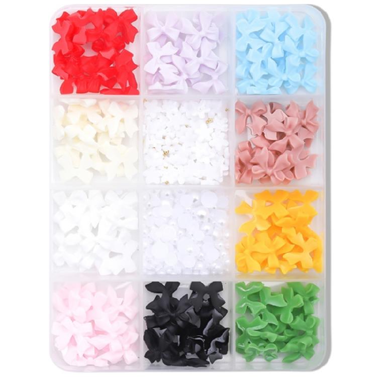 12 Grids 3D Bows Nails Art Charm Bowknot Nail Charms Nails Art Gems for Party