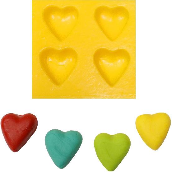 Hearts 4 Cavity Flexible Silicone Molds for Cream Cheese Mints, Chocolate, Fondant, Gummy, Fat Bombs, Ice Hearts, Soap, Buttercream, Butter, Candy