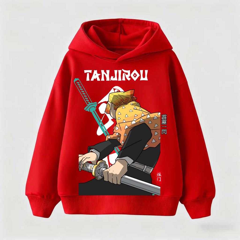 Kids Anime Demon Slayer Tomioka Print Hoodie Unisex Boys Girls Casual Tshirt 100-160cm Childrens Cartoon Clothes