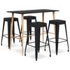 Day and Night - Day and Night High Table and Bar Stools 5 Pieces Black