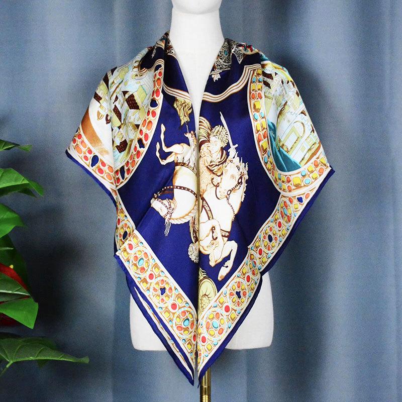 2024 New Style Large Square Scarf: 110 Mulberry Silk with Hand-Rolled Edges