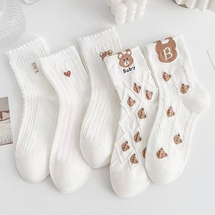 

Japanese Cartoon Socks Women s Medium Tube Socks 5 pairs