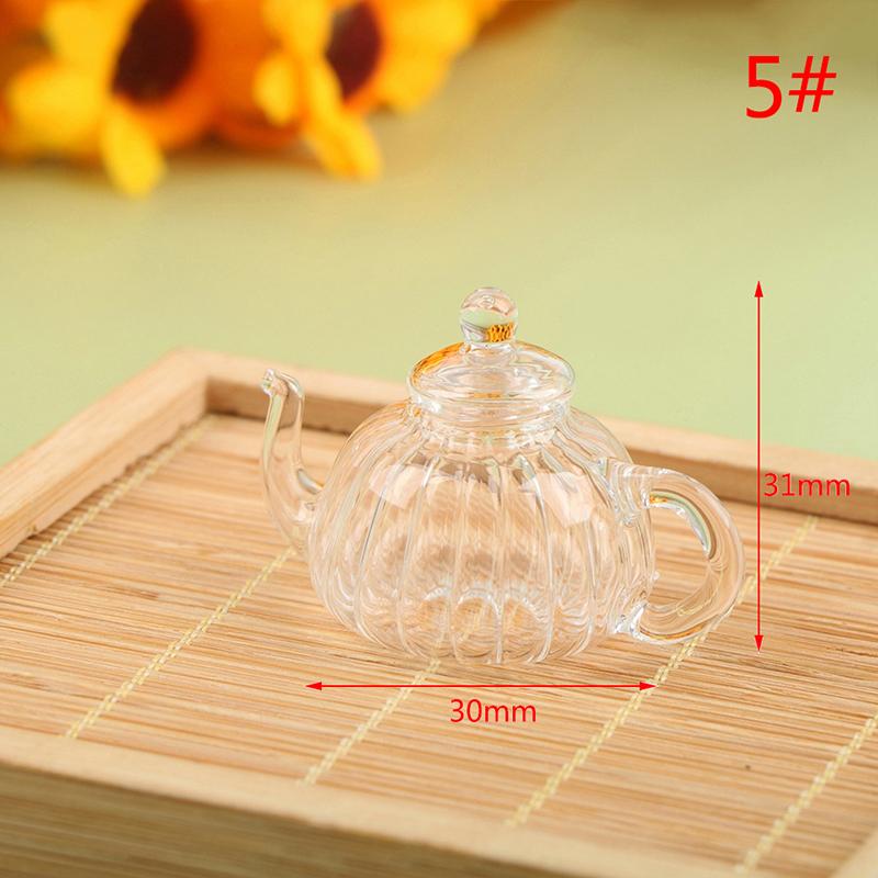 

1:12 кукольных мини-стеклянных чашек с плоским дном/чайник на высоких ножках, ваза для домашнего декора