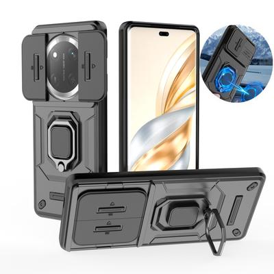 Für Honor Magic 7 Lite Hülle Slide Camera Stoßfeste Rüstungstelefonhülle für Magic7 Lite Magic7Lite Magnetringständer Rückseitige Abdeckung