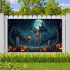 Scary Backdrop Skeleton Theme Spooky Decoration Halloween Night Banner Full Moon Halloween Banner For Scary Celebration Spooky