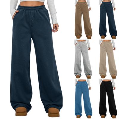 Women's Wide Leg Sweatpants Fall High Waisted  Pants Drawstring Workout Joggers With Pockets