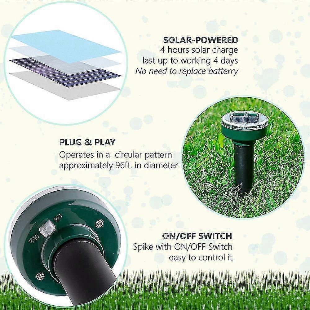 Solar Ultrasonic Snake Mouse Repeller Outdoor Pest Control 2PCS