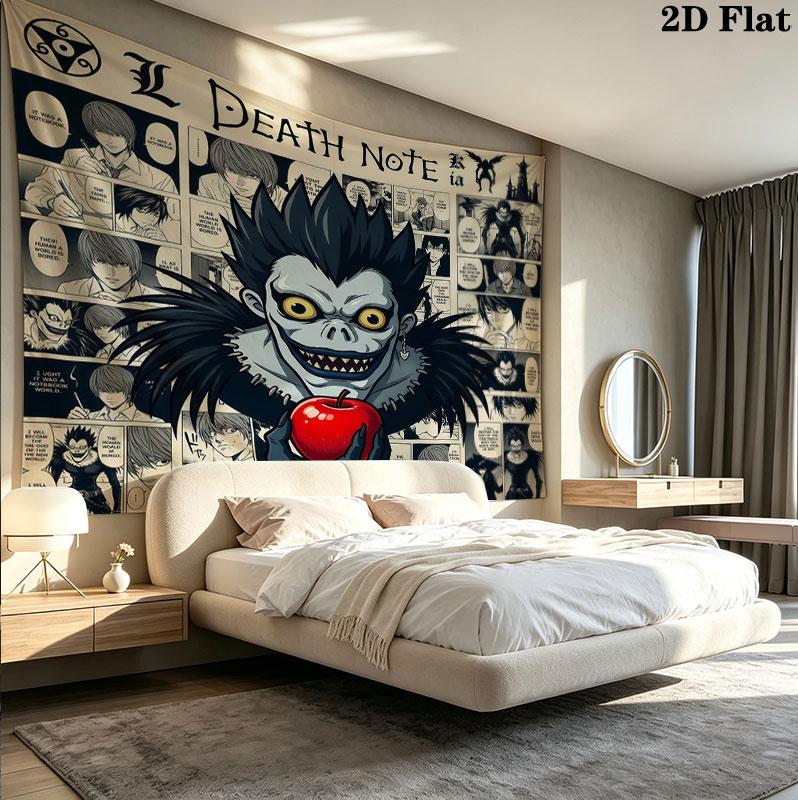 Arazzo da Parete Death Note Appeso Estetico Coperta in Tessuto Stampato Arazzi Decorativi per Camera da Letto Soggiorno Decorazioni per la Casa