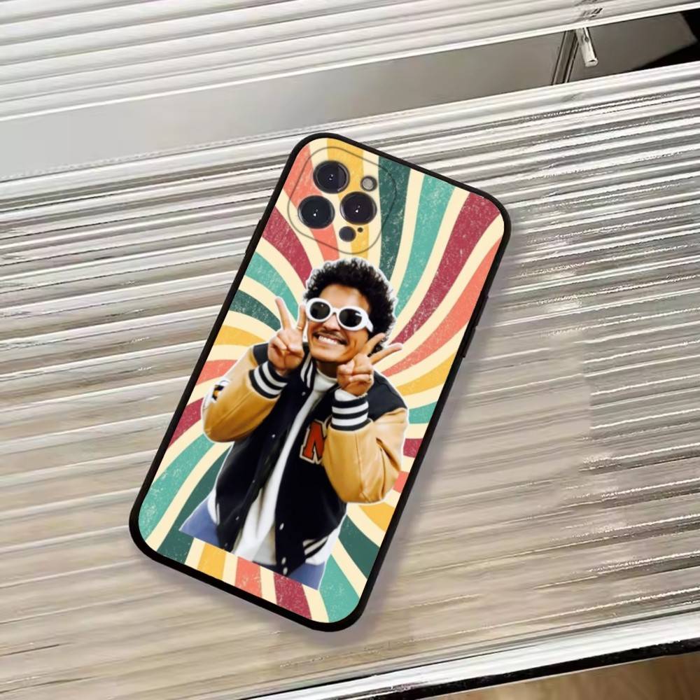 Singer Bruno M-Mars Phone Case For iPhone 17,16,15,14,13,12,11 Plus,Pro Max,XS,Soft Black Cover