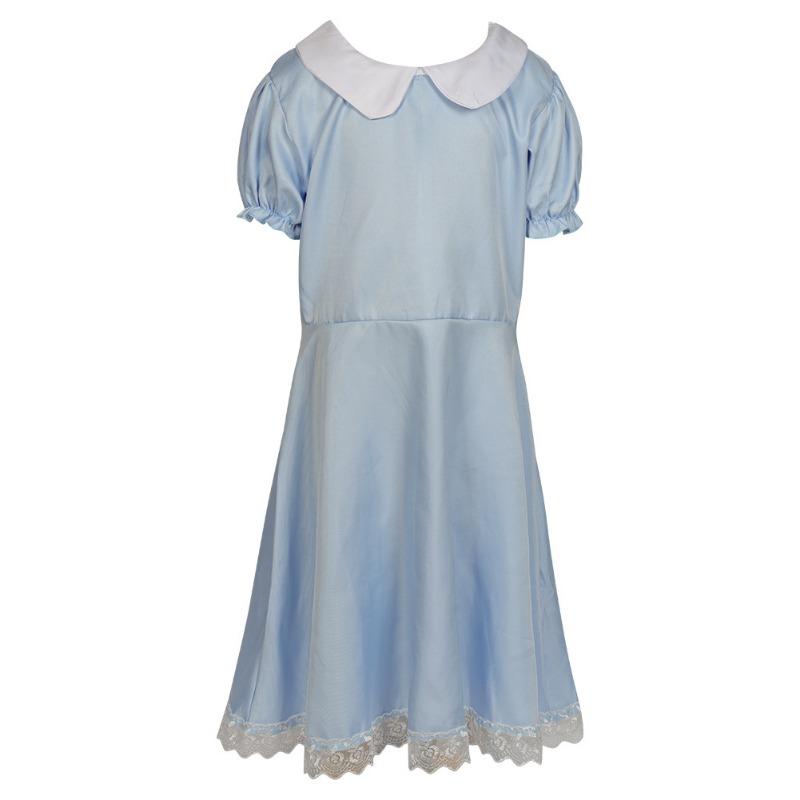 Girls Blue White Alice In Wonderland Maid Style Princess Dress With Headband For Birthday Party