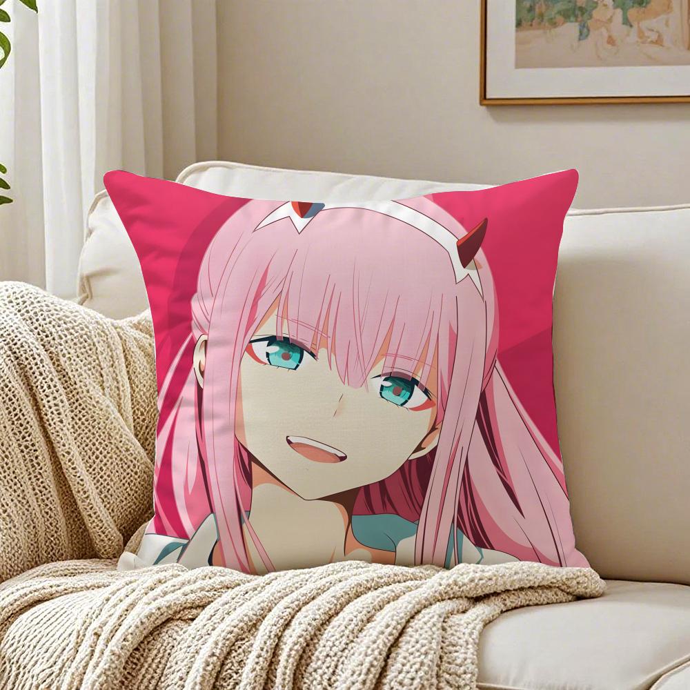 Anime Mecha 02 zero two DDARLING in the FFRANXX Cushion Cover Pillowcase Antidustmite living Room Sofa Decor Cushion Room