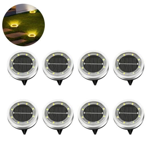 Solar Ground Lights, Glass In-Ground Landscape Lighting, Auto On/Off Waterproof LED Lawn Lamp for Garden Patio Walkway