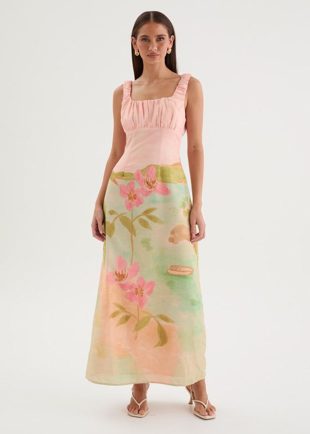 European and American cross-border women s clothing 2026 spring new temperament thin printing pleated suspender dress S