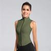 Frauen Sport Tops Zipper Ärmelloses Yoga Shirt Mädchen Quick Dry Lauf Weste Elastische Abnehmen Sportwear Gym Workout Tank Top Frau