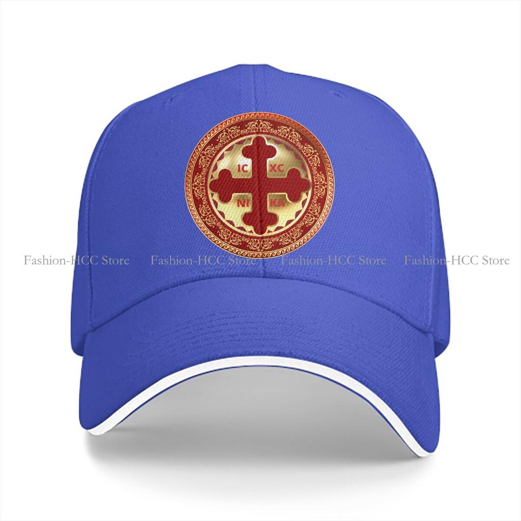 Cross Multicolor Hat Peaked Cap Greek Orthodox Red Gold Ornate ICXC NIKA Personalized Visor Protection Hats