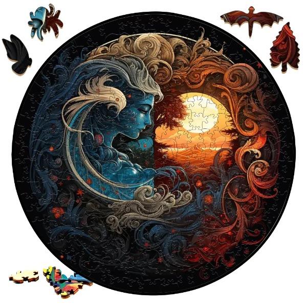 Earth Scenery Round Wooden Puzzle Art Unique Shaped Pieces Wooden Toys for Adults Perfect Christmas birthday Landscaping Gift