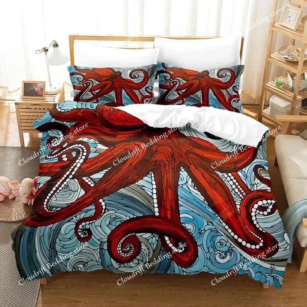 Ocean World Bedding Set Single Twin Full Queen King Size Jellyfish Bed Set Aldult Boys Bedroom Duvetcover Sets 3D Print