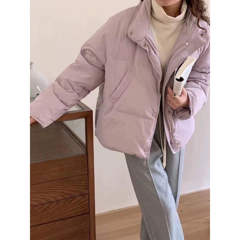 Winter Short Puffer Jacket Women Korean Style Slim Fit Cotton Coat Warm Down Alternative Outwear