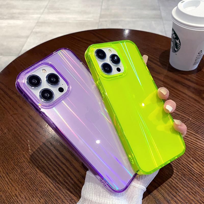 Lyxigt Aurora Laser Telefonfodral för iPhone 11 12 13 Pro Max 14 Plus IMD Soft TPU Silikonfodral för iPhone 14 Pro Max