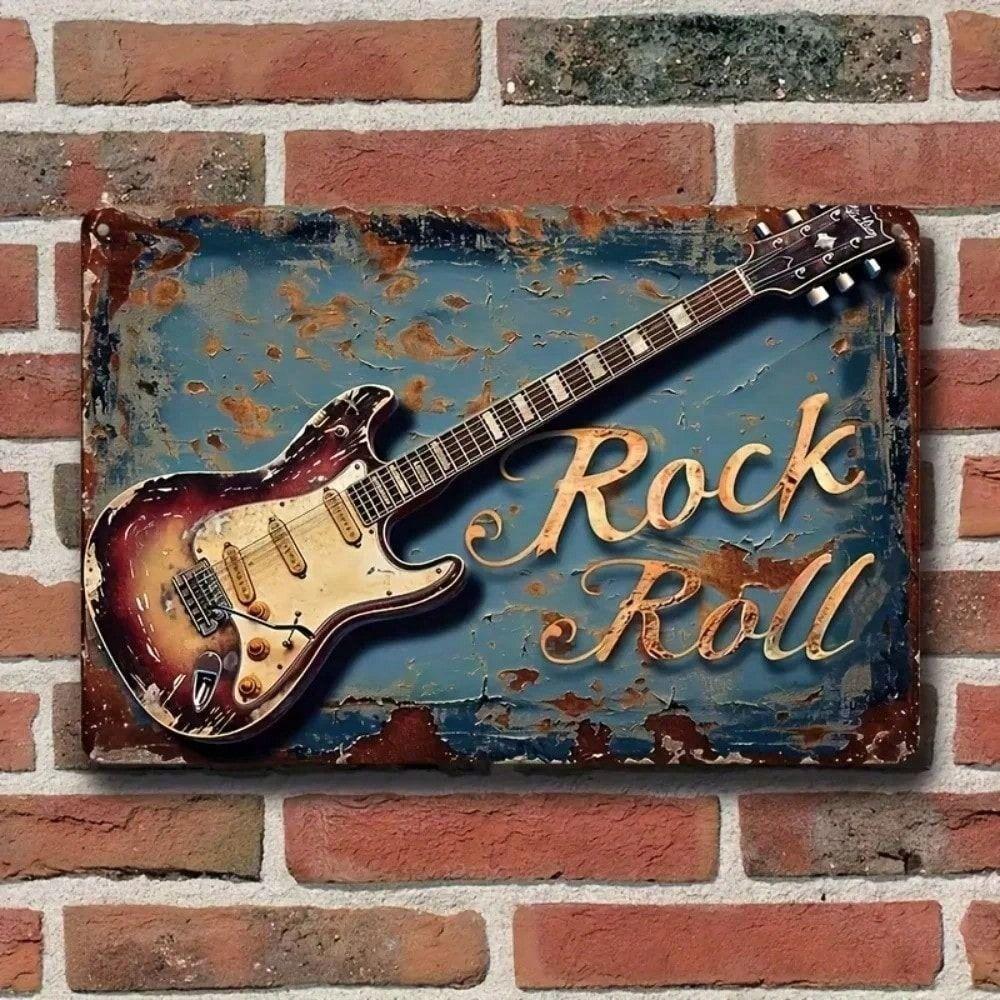 Retro Guitar Metal Poster, Rock Bar Garage Wall Decor, Gift for Men