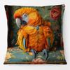 Animals On Vintage Sofa Cushion Cover Parrot Cockatoos  Pig Goose Chicken Dog Painting Art Print Pillow Case