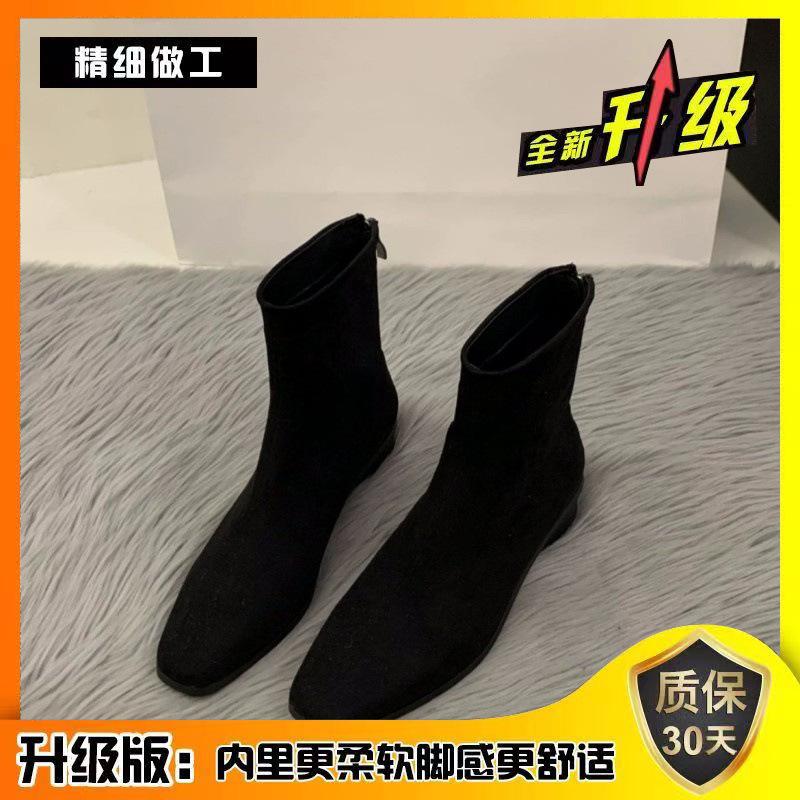 2025 höst och vinter mångsidiga high-end damfranska antika utländska stil små korta stövlar tjock klack tunna stövlar