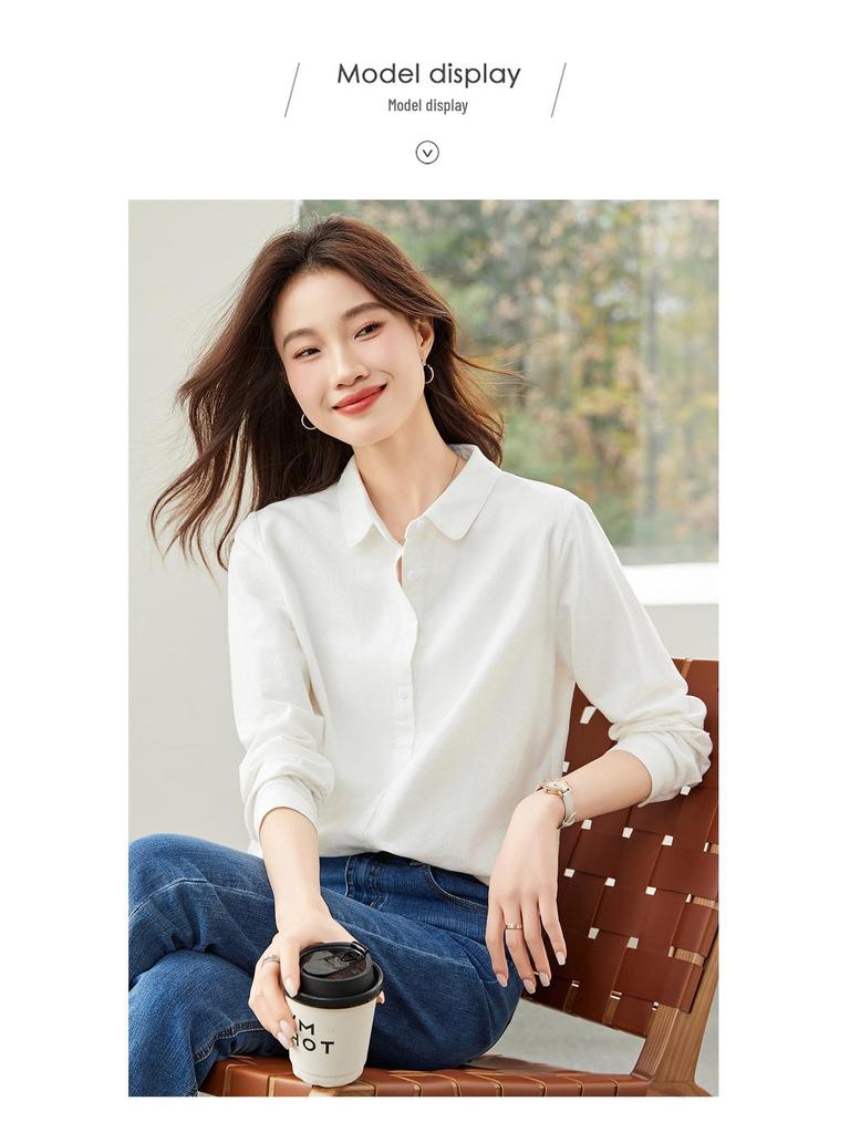 2025 Winter Women's Velvet-Lined Long Sleeve Lapel Shirt: Versatile, Thick, and Cozy Base Layer