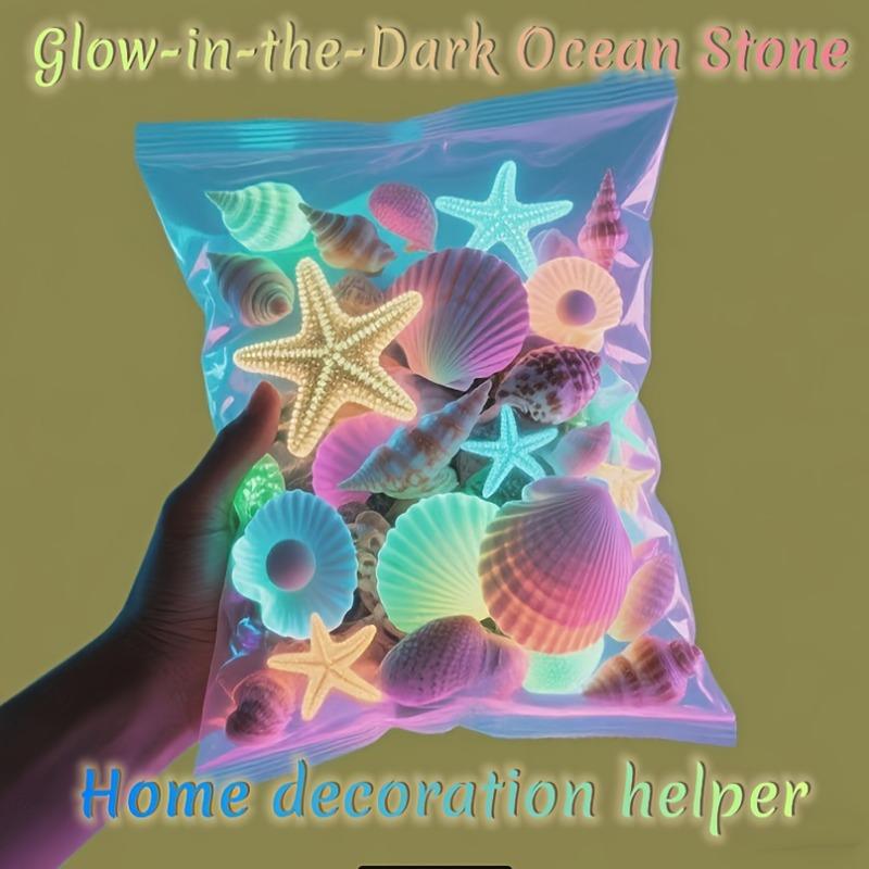 100PCS luminous color resin marine decorative stone, marine theme, lasting shine, aquarium and bonsai, glass container luminous stone