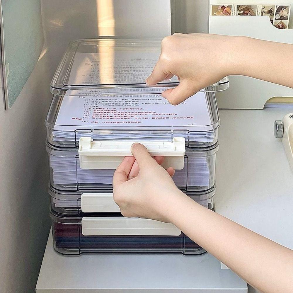 Large Capacity Desktop Paper Storage Box Transparent A4 Paper Storage Box File Storage Box  Office