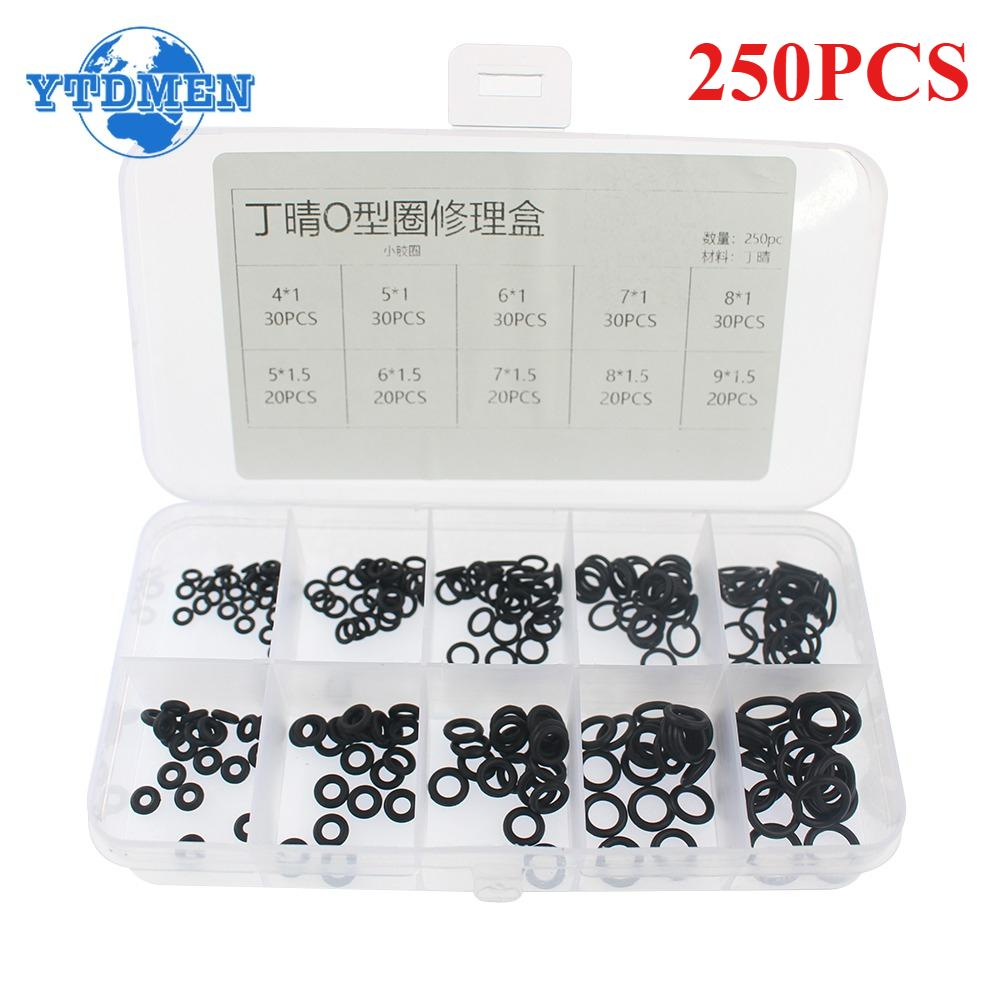 

Набор из 250 штук нитриловых резиновых уплотнительных колец Эластичные маслостойкие шайбы Прокладки Уплотнения для смесителя Профессиональный сантехнический ремонт чёрный