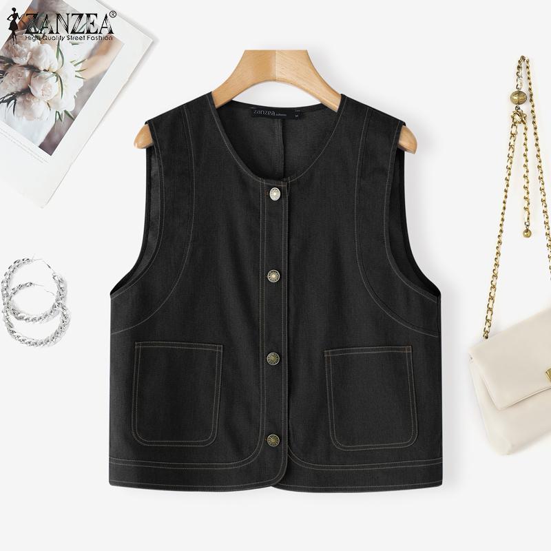 ZANZEA Women Summer Casual Round Neck Sleeveless Vest Tops
