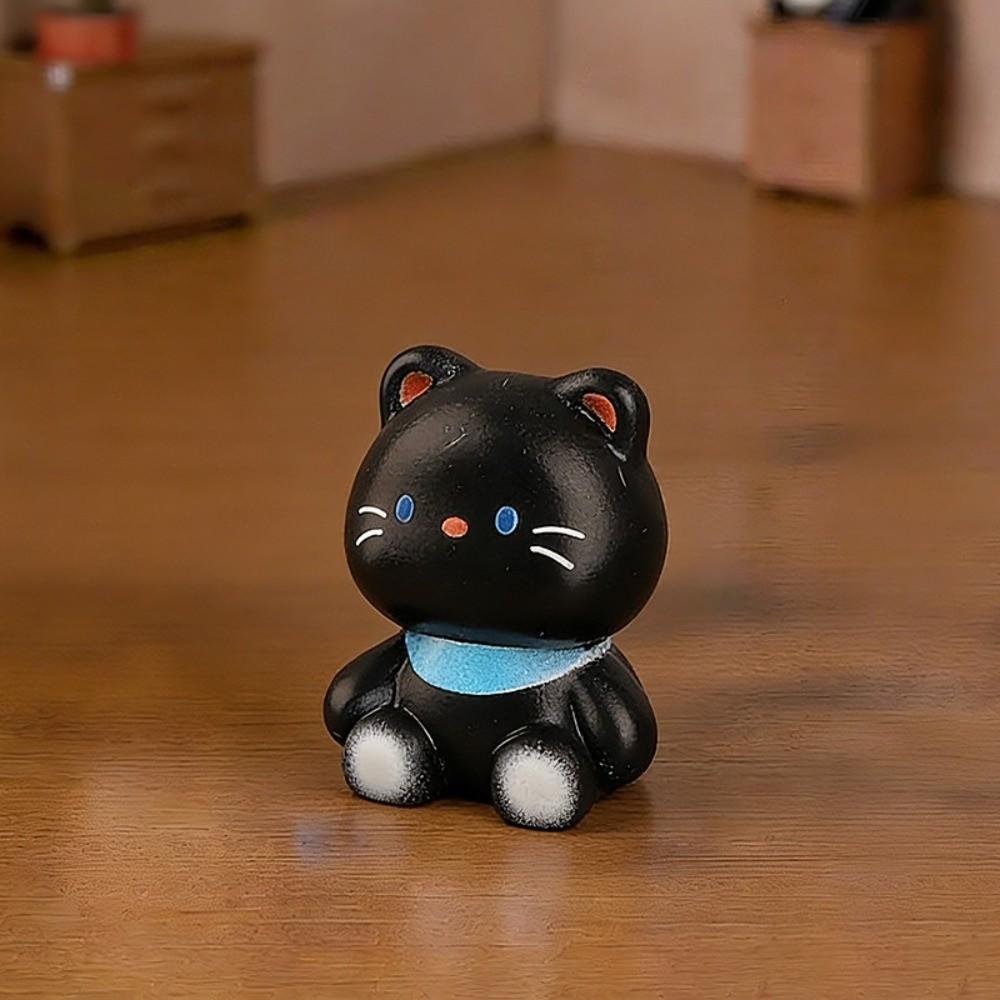 6pcs Small Size Decorative Cat Statues Resin Desktop Cat Decorations Fun Cat Ornaments  Desktop Use