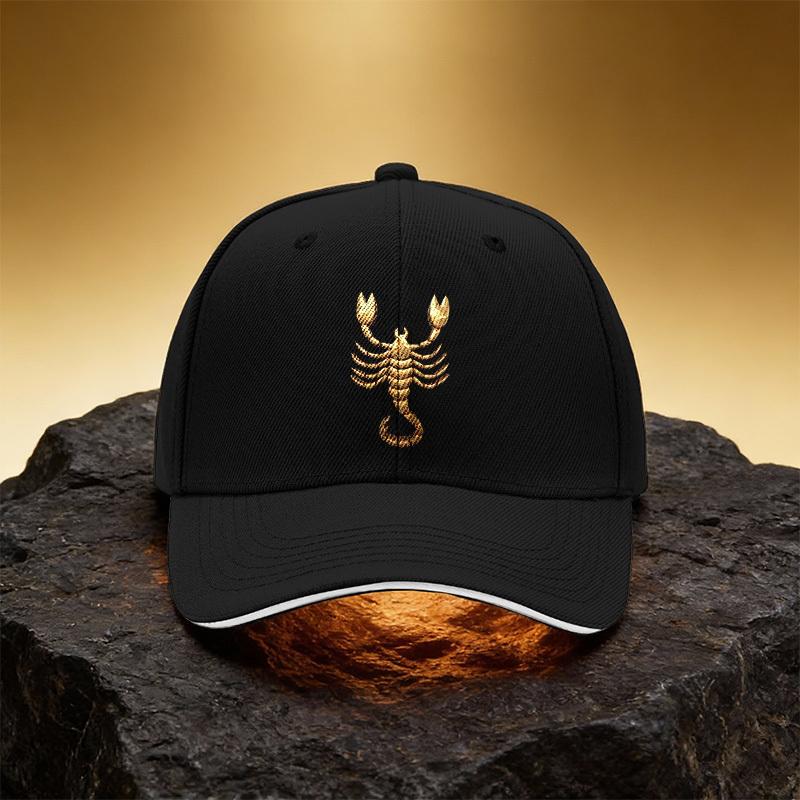 Golden Scorpion Pattern Hat, Unisex Printed Baseball Cap Sandwich Brim Sports Cap, Suitable for Daily Commuting and Trav
