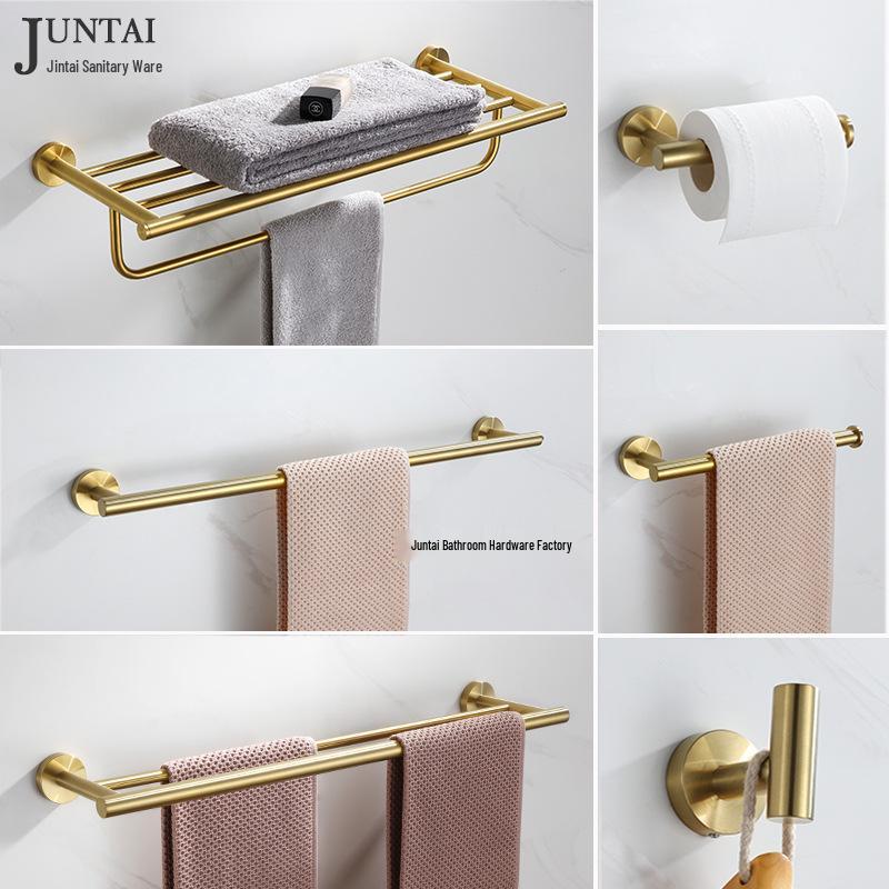 304 Stainless Steel Gold Bathroom Towel Rack Set