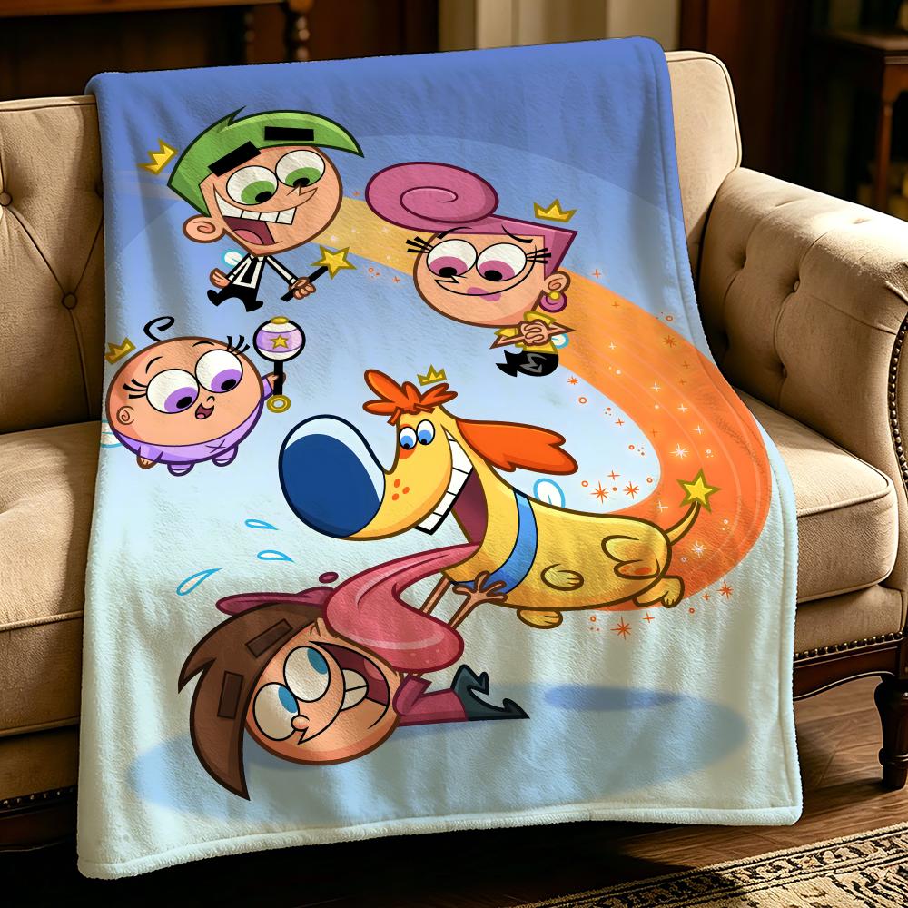 Cartoon T-The Fairly Odd Parent-T Throw Thick Comfort Flannel Quilt, Multi-scene Use Indoor Outdoor Daily Nap