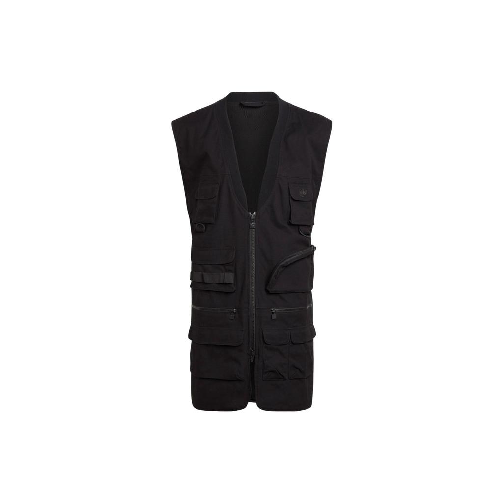Adidas Originals Blue Version Solid Color Zipper Multi-Pocket Sports Vest Women Vests Black HB9403