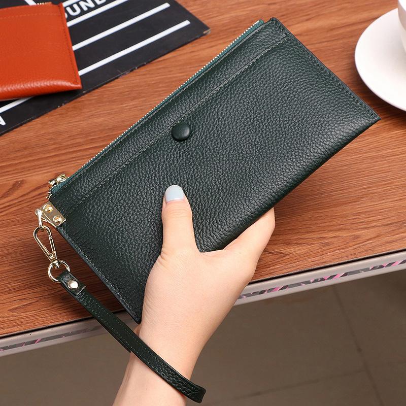 Portfele wysokiej jakości wzór liczi damska kopertówka plus prawdziwa skóra bydlęca retro kopertówka