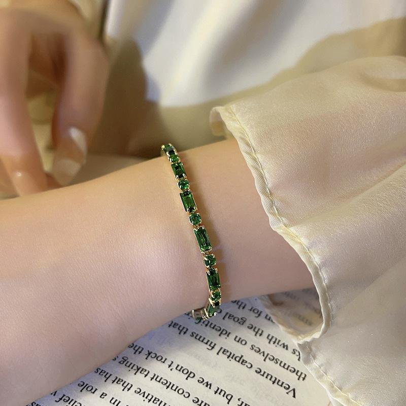Emerald Zircon Bracelet Niche Light Luxury High-end Bracelet Fashion French Temperament Jewelry