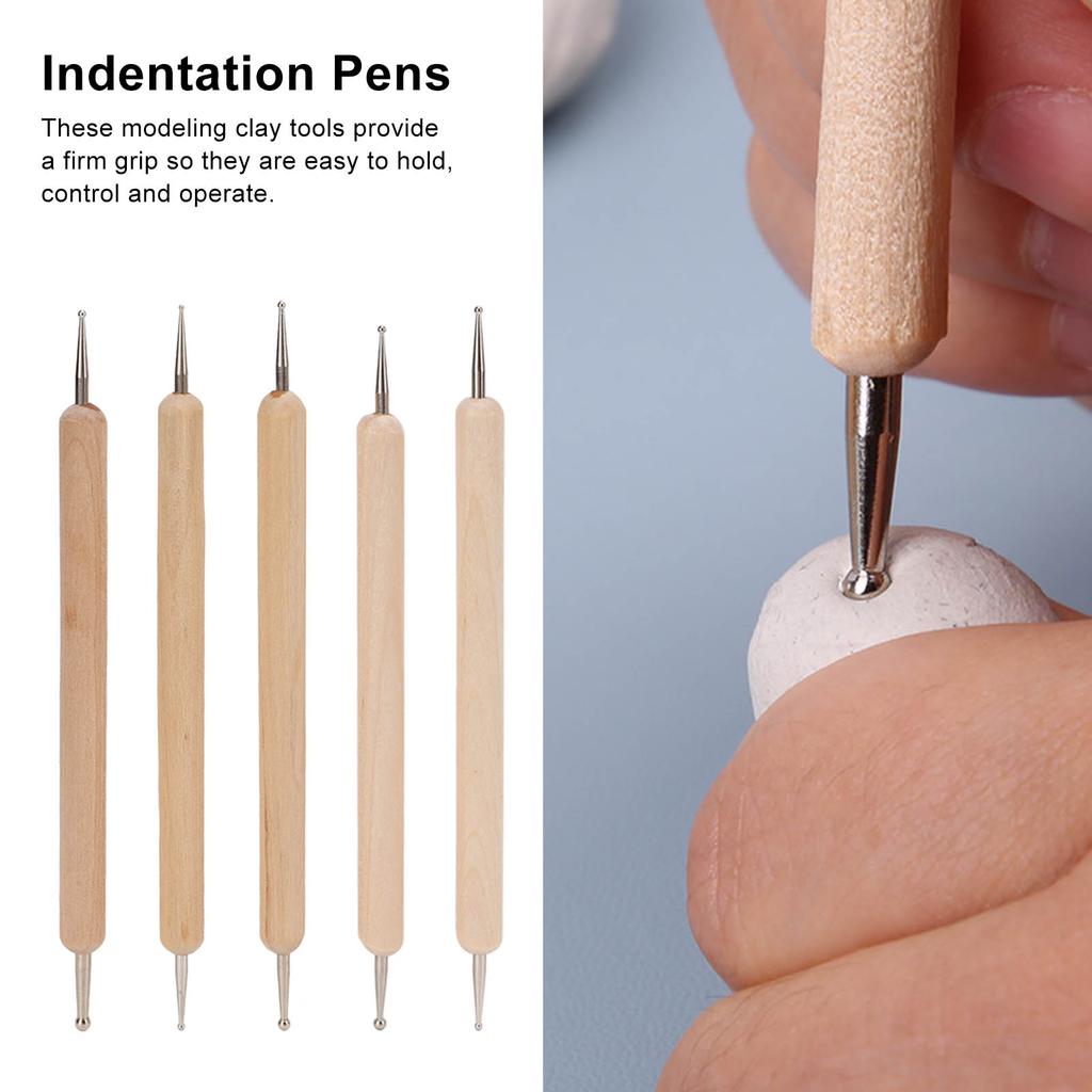 5 Pcs Double End Tracing Dotting Stylus Firm Grip DIY Engraving Stylus Set for Making Clay Pottery Sculpture