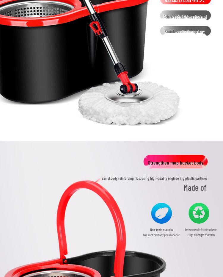 Traceable Water-Absorbing Rotary Mop Bucket with Lazy Hand-Free Flat Mop Set