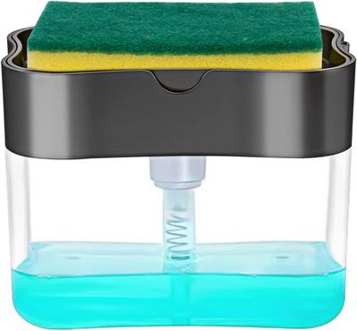 Leeseph Dish Soap Dispenser and Sponge Holder for Kitchen Sink, Washing Counter Top Soap Dispenser with Sponge Included