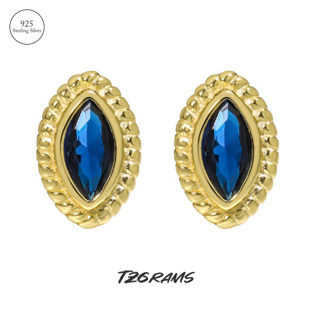 

Винтажные серьги из серебра 925 пробы сглаза для женщин, геометрический синий цирконий, сертифицированное позолоченное платиновое ювелирное изделие, подарок