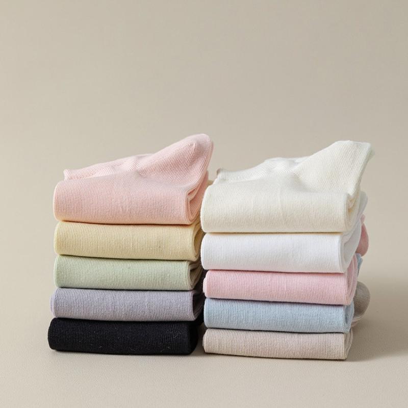 5 Pairs Women Cotton Ankle Socks Seamless Solid Color Girls Sweet Casual Socks