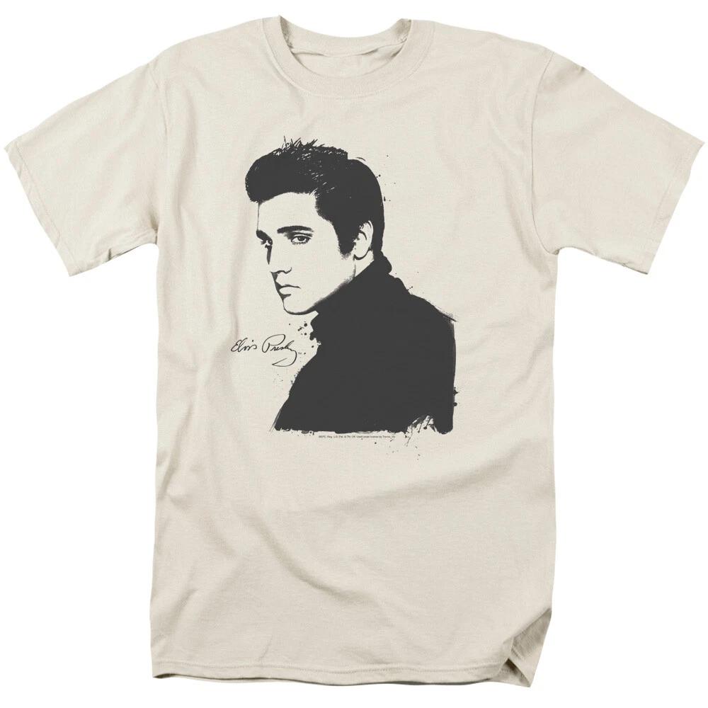 Elvis  Black Paint  100% Cotton T-shirt Mens Tees Top 4XL