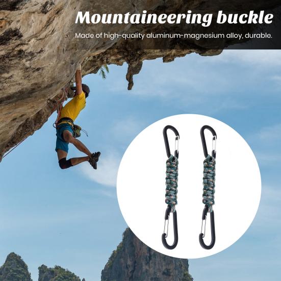 2 Pcs Heavy Duty Carabiners Braided Stainless Long-lasting Paracords Keychain Hook D Ring Clips for Water Bottle Keys Backpack