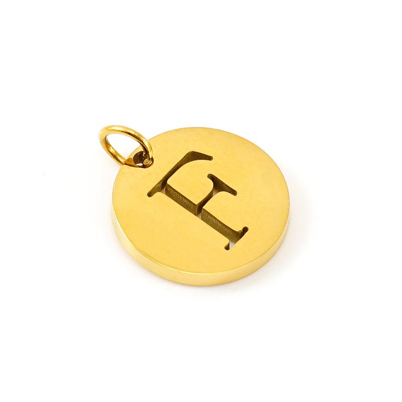 New titanium steel English letter DIY pendant fashionable stainless steel round hollow letter pendant