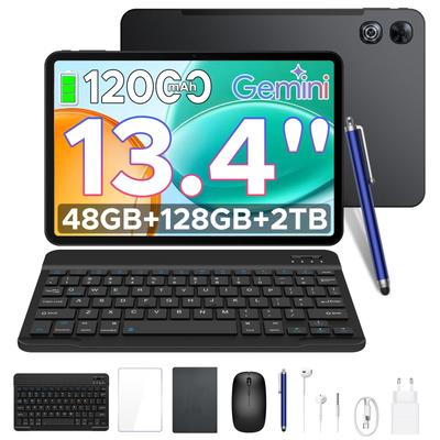 Tablety POCKAM P13, 13,4 palce 2,4K 120Hz Android 16, 48 GB + 128 GB, 12000 mAh, Widevine L1, Duální reproduktory, Tablet s klávesnicí a pouzdrem na pero