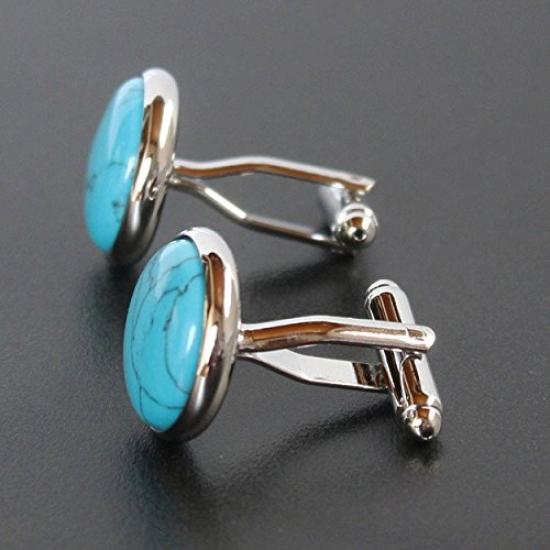 Kamakura Cufflinks Workshop Round Turquoise Cufflinks cf1740