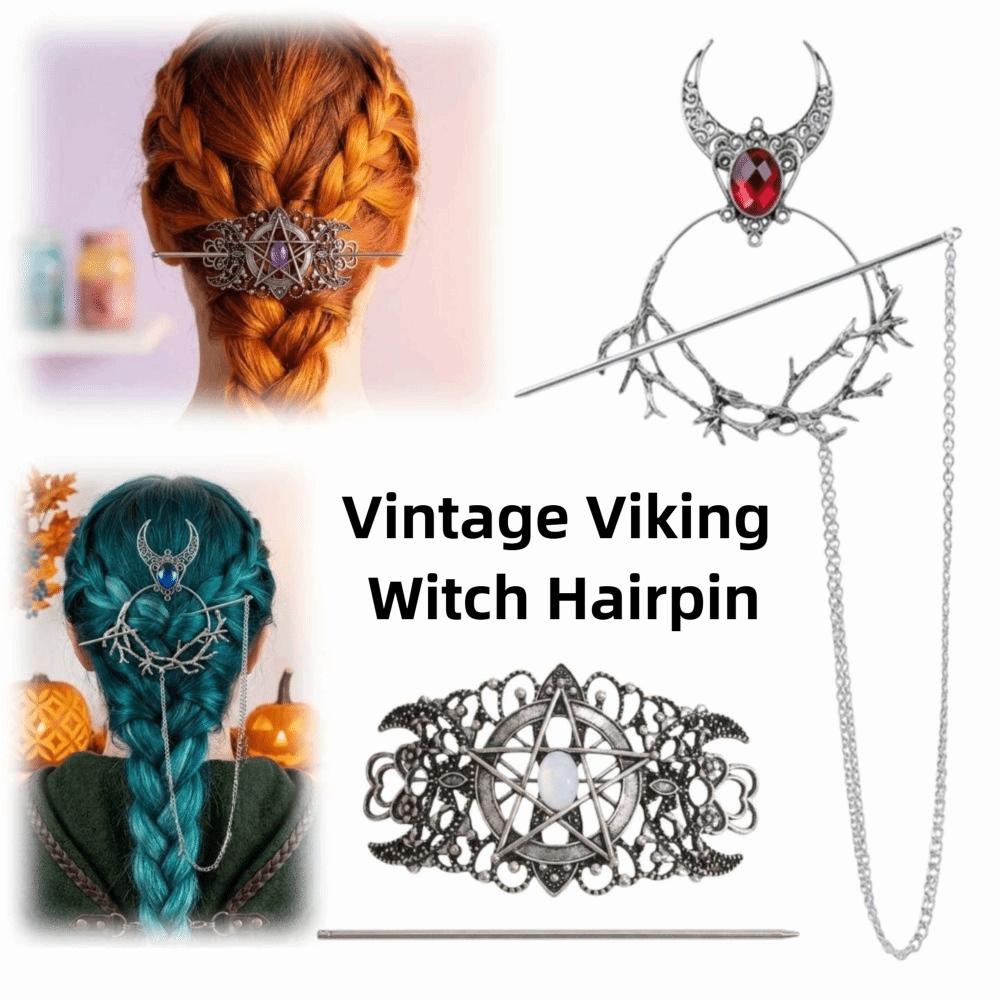 Unique Vintage Viking Witch Hairpin Antiqued Halloween Cosplay Hair Clip Cosplay Costume Prop